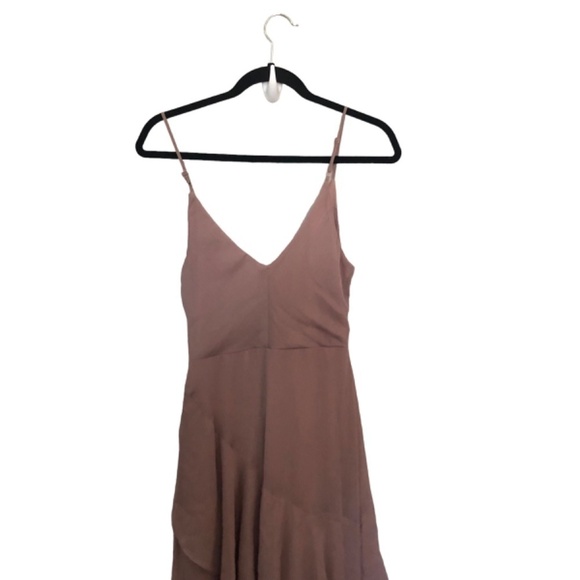 NWT ASOS chiffon asymmetrical ruffle Bridesmaid dress Pink - Picture 4 of 6